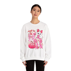 Breast Cancer Awareness with Ghost Crewneck Sweatshirt