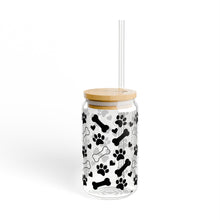 Load image into Gallery viewer, Dog Paw and Bone 16oz Sipper Glass with Straw and Lid