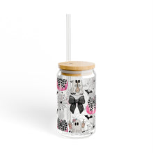 Load image into Gallery viewer, Pink Pumpkin and Ghost 16oz Glass with Lid and Straw