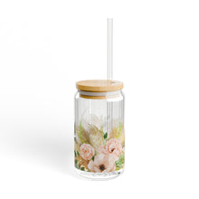 Load image into Gallery viewer, Floral Glass (2) 16oz with Lid and Straw
