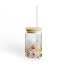 Load image into Gallery viewer, Floral Glass, 16oz with Lid and Straw