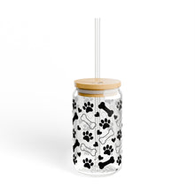 Load image into Gallery viewer, Dog Paw and Bone 16oz Sipper Glass with Straw and Lid