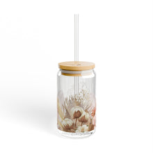 Load image into Gallery viewer, Floral Glass, 16oz with Lid and Straw