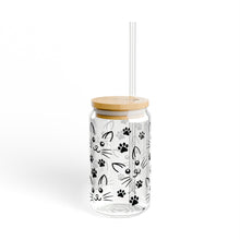 Load image into Gallery viewer, Cat Face 16oz Sipper Glass with Straw and Lid