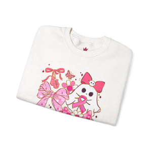 Breast Cancer Awareness with Ghost Crewneck Sweatshirt